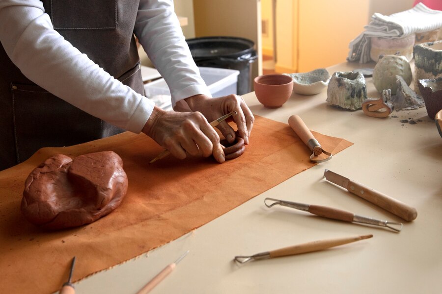 Pottery craftsperson studio creating ceramics 23 2150164914